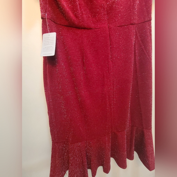 NEW Women's London Times Side Twist Flounce Hem shimmering Sheath Dress Size 16 - Picture 7 of 7